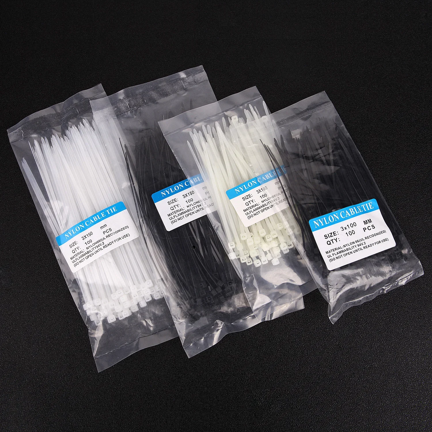 Bridas para cables de nailon y plástico, correas de Cable autoblocantes, Cables ajustables, bucle de sujeción, brida con cremallera para el hogar y la Oficina, , 500/100 Uds.