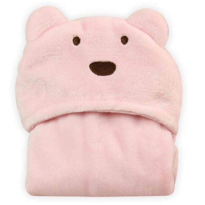 Manta suave con capucha para bebé, albornoz con dibujos de animales para niño pequeño, toallas de baño para bebé, bata de baño para niño, toalla infantil: pink bear
