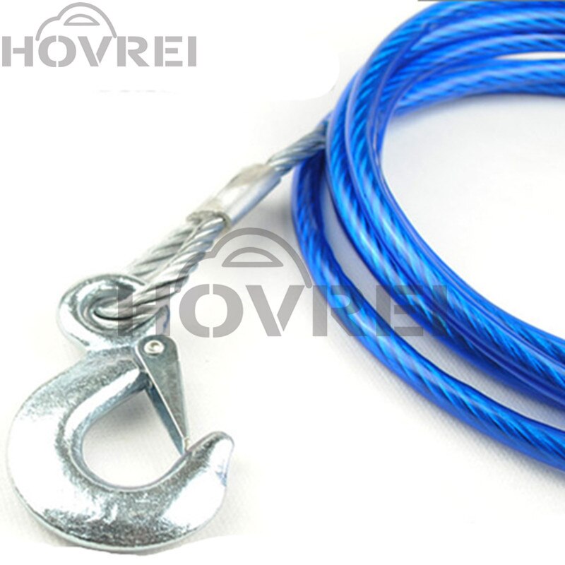 5 Ton 4m Car Vehicle Boat Steel Wire Tow Rope Towing Pull Strap Rope With Hook Heavy Duty Car Towing Rope