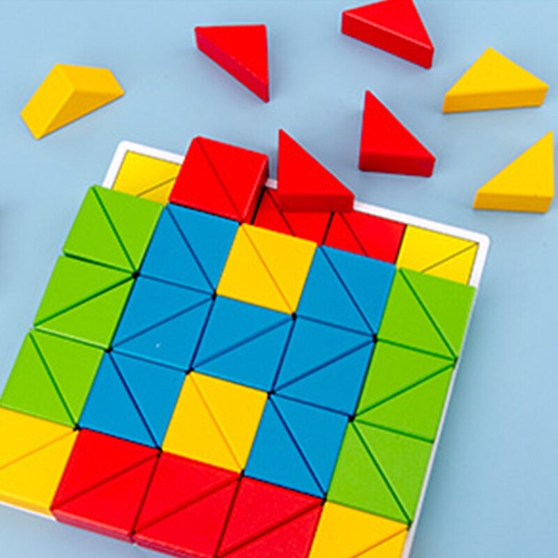 Houten 50 Blokken 10 Card Guide Set, Kinderen Creatief En Educatief Building 54DF