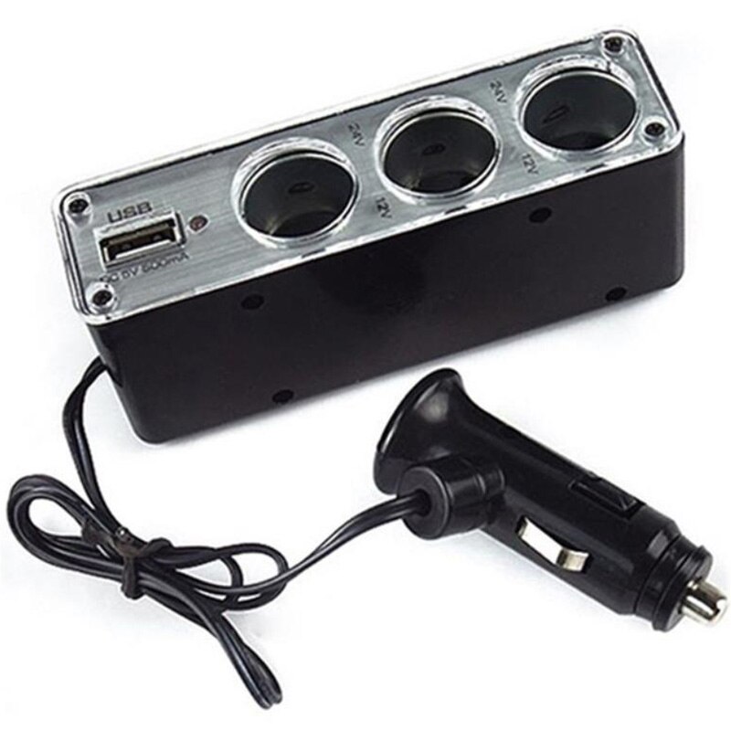 Tioodre 3- veis lader bil sigarettenner strømdeler usb trippel bil socket lader  dc 12-24v bil sigarettenner holdbar