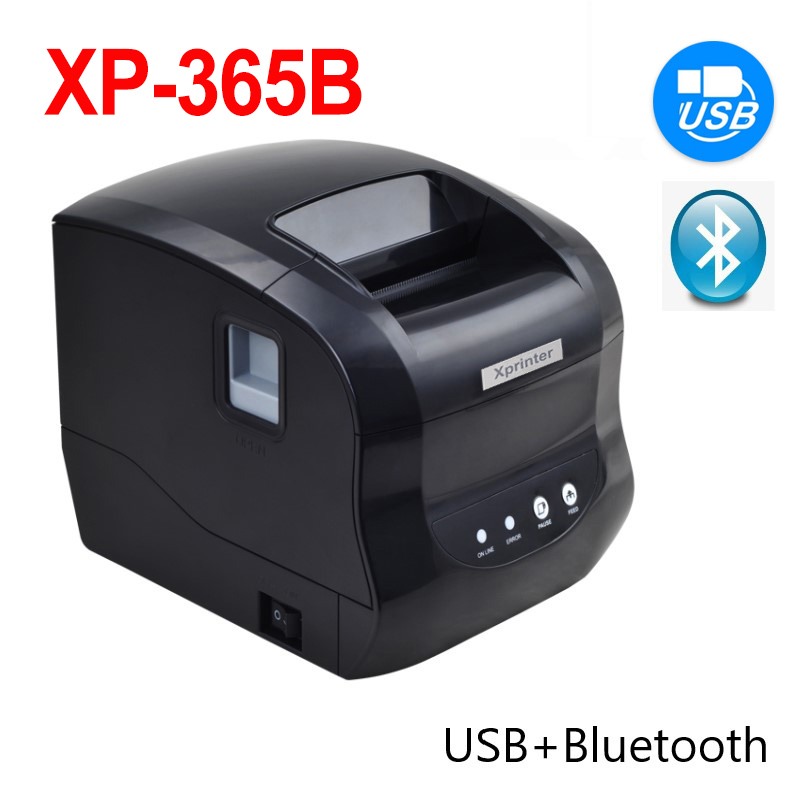 Impresora térmica de etiquetas Xprinter 365B, pegatina de código de barras, impresora de recibos, compatible con 20-80mm, máquina de impresión 2 en 1 para Android iOS Windows: Negro / Enchufe británico