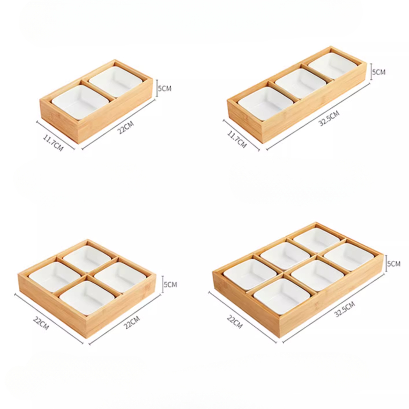 Bamboo Tray Dried Fruit Snacks Fruit Dessert Sushi Plate Pot Compartment Container Tea Table Snacks Dinner Plate