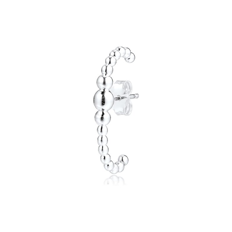 Fandola Echt 925 Sterling Zilveren Oorbellen Rij Van Kralen Enkele Stud Manchet Oorbellen Voor Vrouwen Diy Maken Trinket Sieraden Brincos