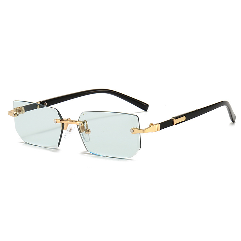 Gafas de sol sin montura rectangulares a la populares para mujeres y hombres, gafas de sol cuadradas pequeñas para mujer y hombre, gafas de viaje de verano