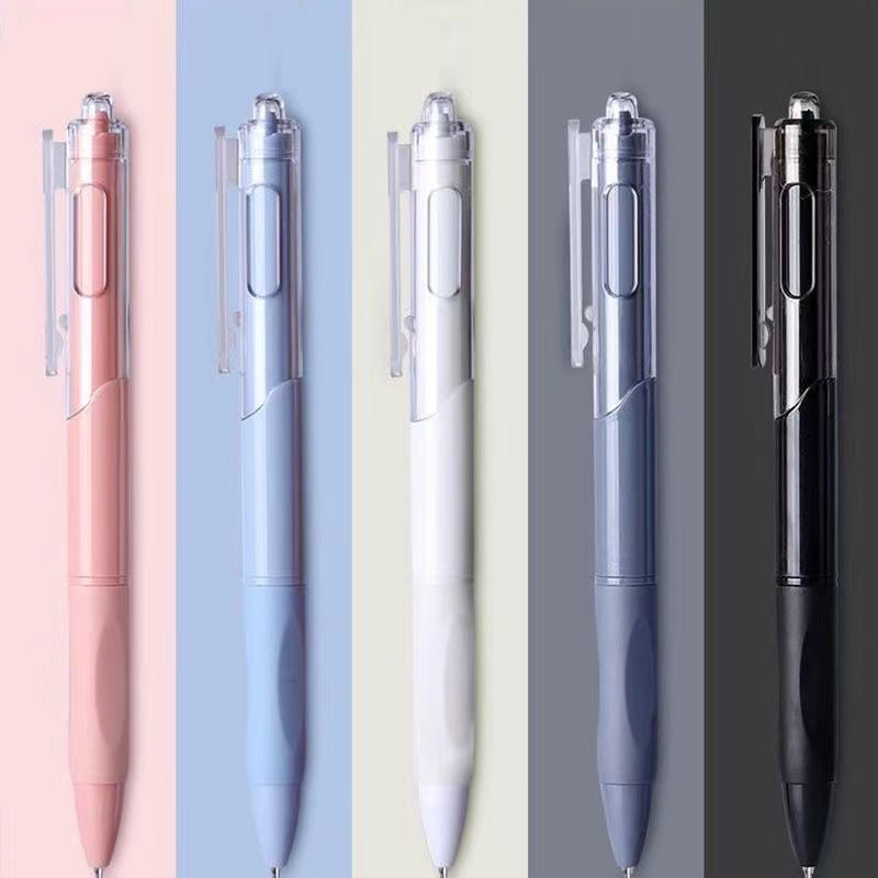 Paquete de 5 bolígrafos de clic recargables negros de alta estética de 0,5 mm para uso en estudio y oficina