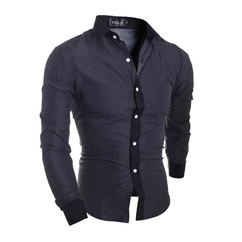 Camisetas clásicas con de lunares para hombre, estilo de Reino Unido de manga larga, camisa informal para niños pequeños, corte ajustado, M-2XL