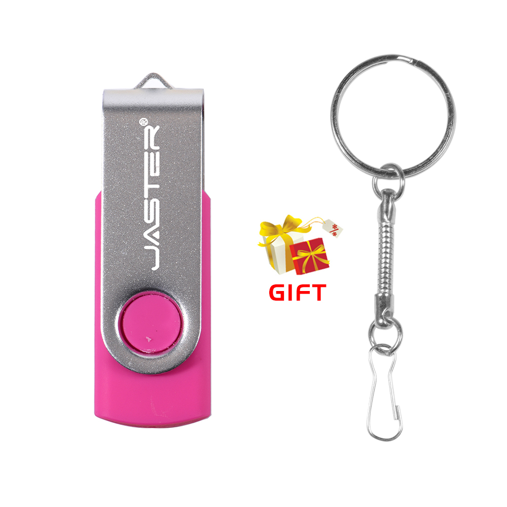 JASTER Rotatable Colorful USB 2.0 Flash Drive 128GB Memory Stick 64GB Silver Clip Pen Drive 32GB U Disk 16GB 8GB: Pink / 64 GB