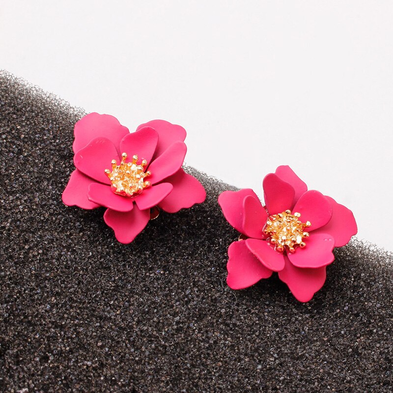 1 paar Ohrringe Ohr Stud Blume Elegante Süße Schmuck für Frauen Dame Mädchen EIG88: Rose Red