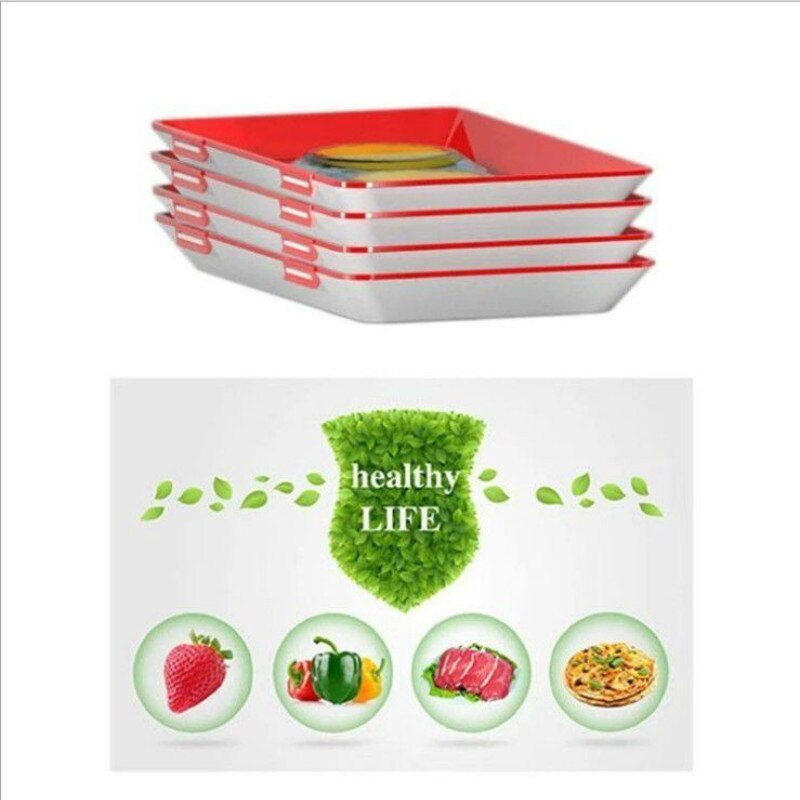 Food Storage Tray, Plastic Food Organizer, Container Set, Fresh Food Serving Tray, Refrigerator, Kitchen Dishes WJ814