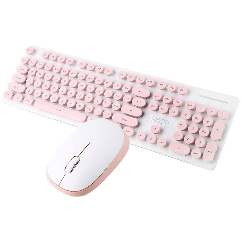 104 Keys Fast Response 2.4GHz Mechanical Feel Comfortable Typing Wireless Keyboard Mouse Combo for Windows 7/8/10/(Pink): Default Title