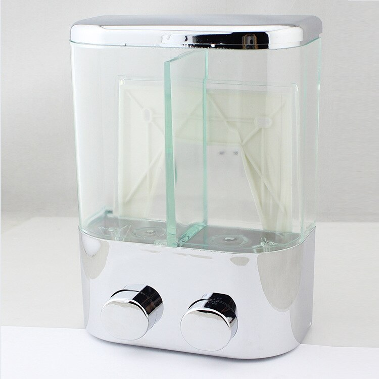 Double 450ml Liquid Soap Dispenser Wall-mounted Bathroom Shampoo Shower Bottle Manual Lotion Pump Washroom Kitchen Accessories: Double plating