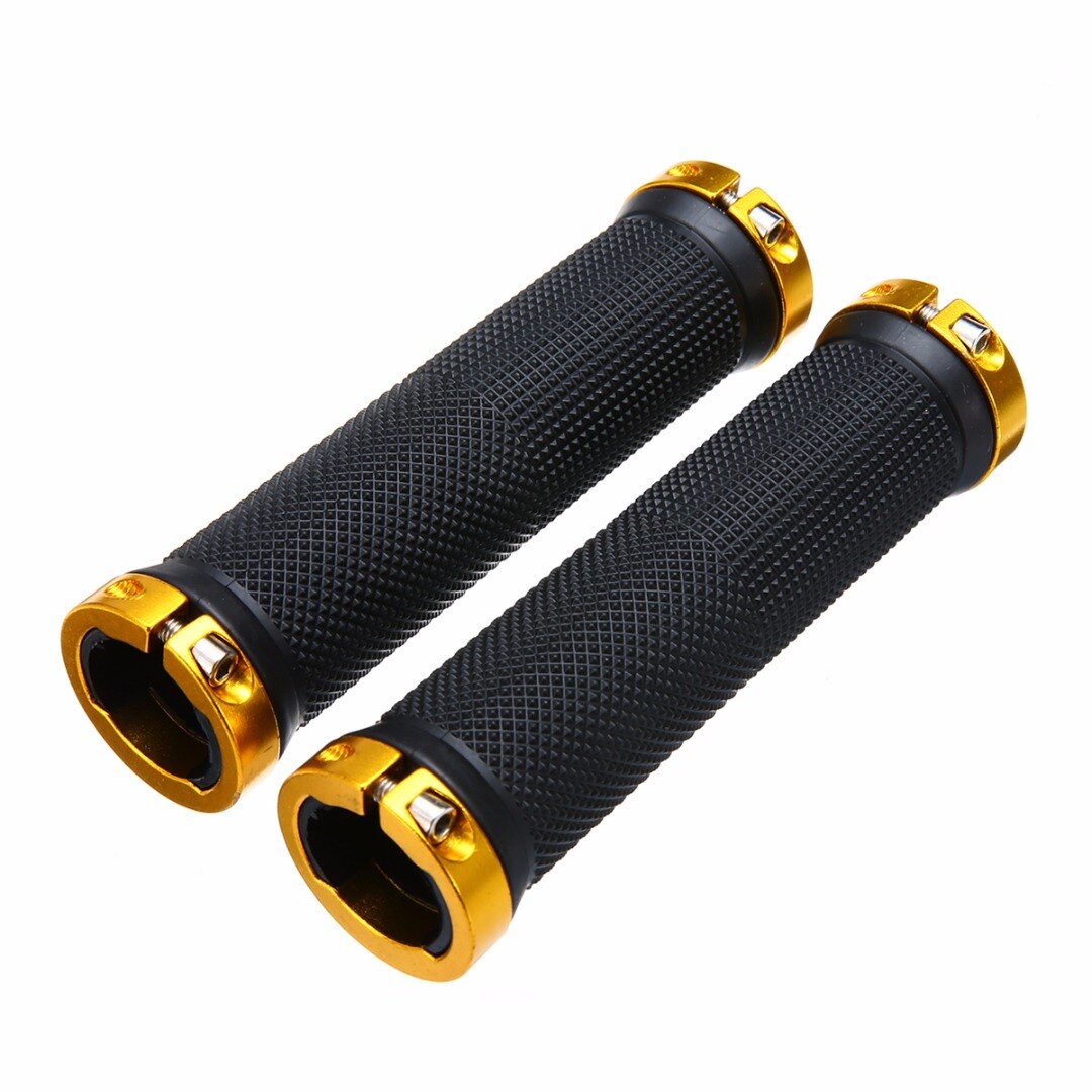 Fiets handvatten 1 paar gripshift mtb fiets stuurhoes handvatten lock-on fixed gear rubber fiets stuur accessoires: Goud