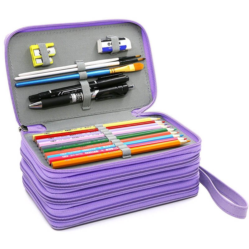 Cartuchera escolar de 72 agujeros para niñas y niños, estuche de bolígrafo de color negro, bolsa de cartucho grande, papelería, Kit de penalización grande
