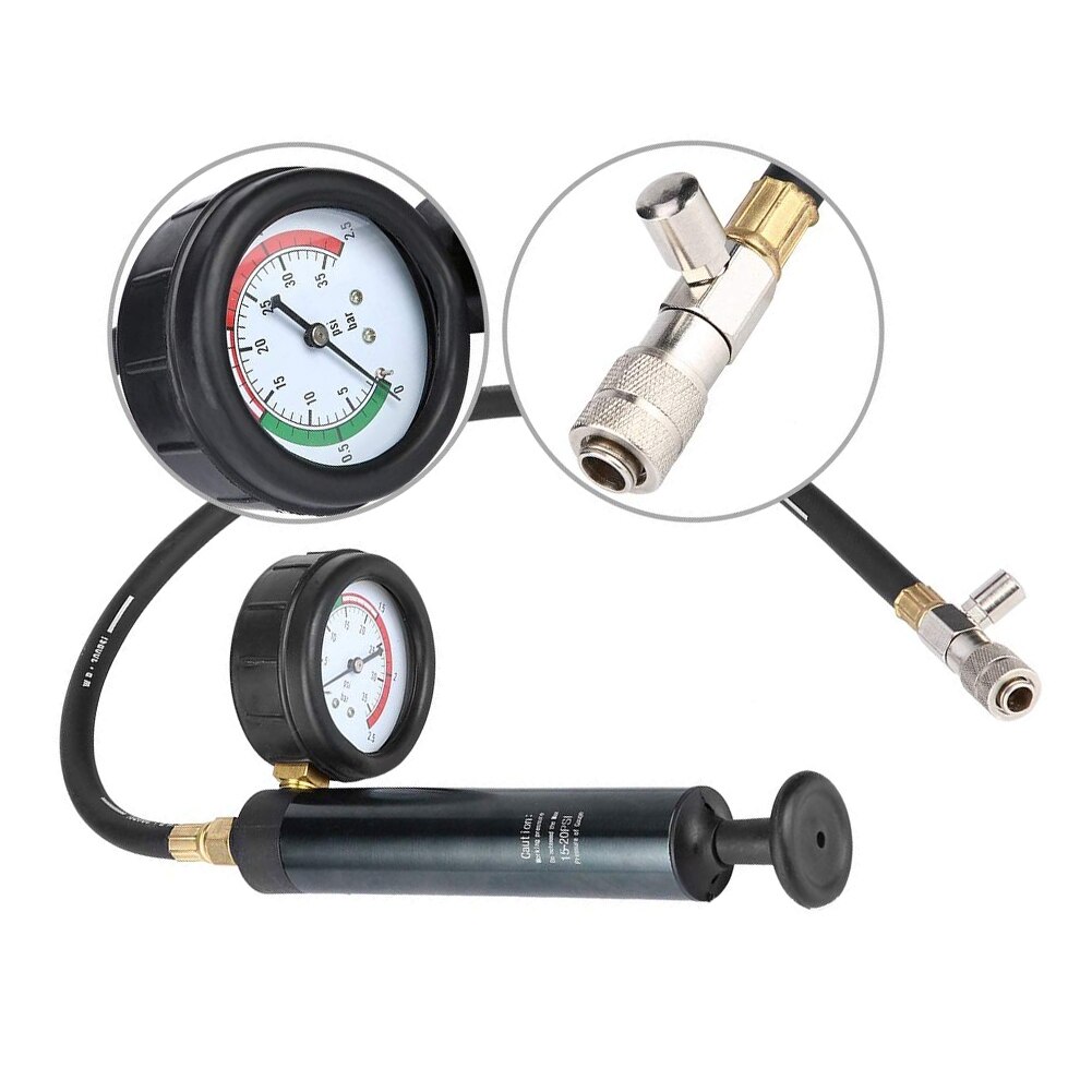 Water Tank Tester Leak Detector Automotive Car Cooling System Pressure Gauge Radiator Adapters Black