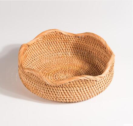 Household fruit basket rattan fruit bowl living room fruit bowl bamboo bread basket rattan blue skull basket storage basket crea: 2