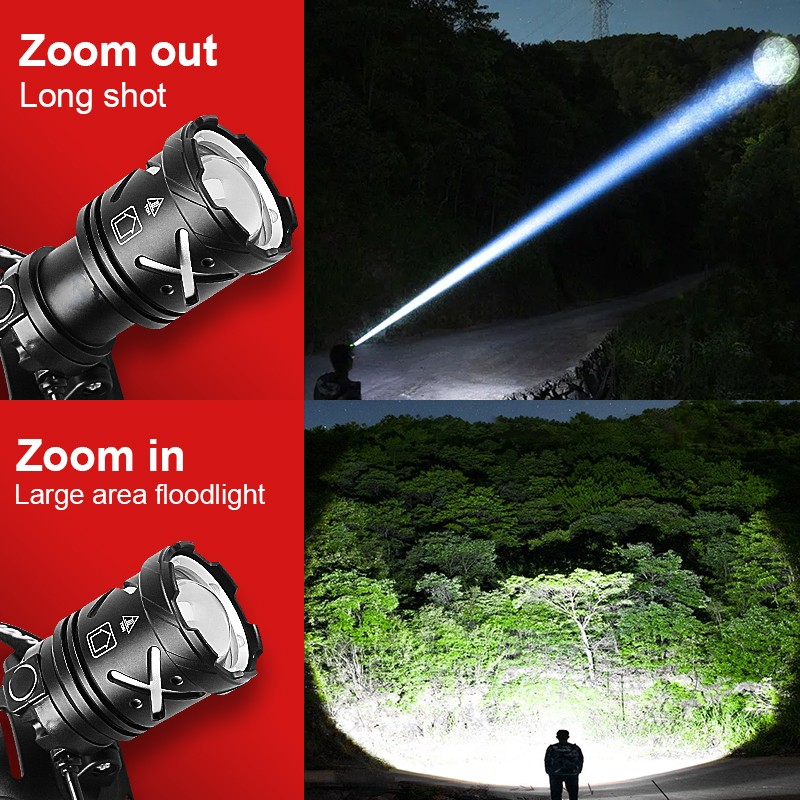 9000000lm 600w ultrakraftig pandelampe, forlygte, 8000lm l2 type c led-lommelygte til fiskeri