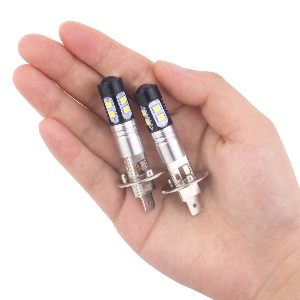 2 pcs 1000LM H1 H3 T10 Auto LED Mistlamp High Power LED Mistlamp 50 W 6000 K Zwart case Anti-fog Lamp z70