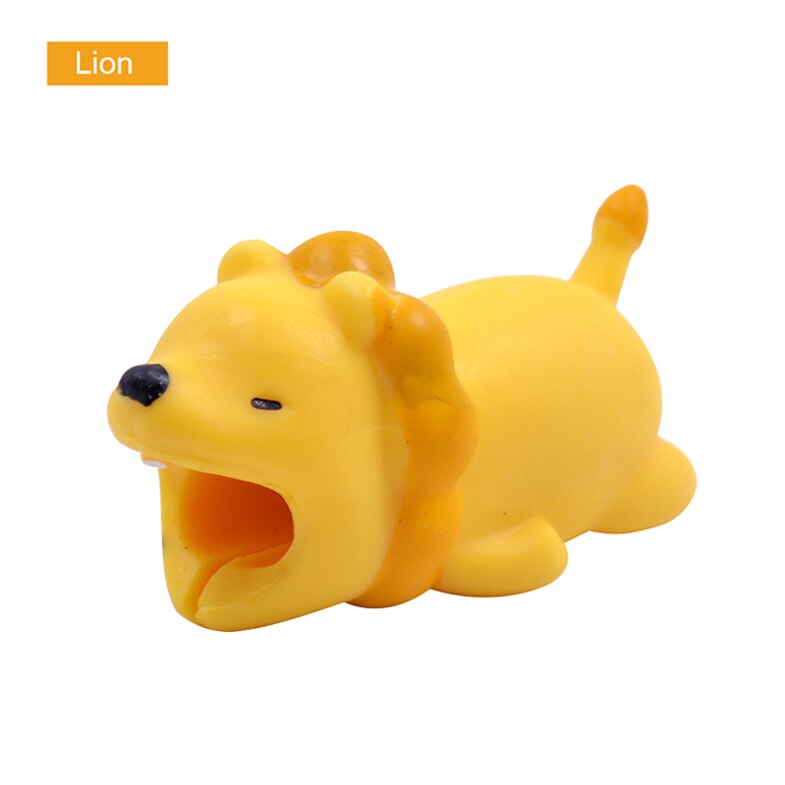 CHIPAL Cute Bites Animal Cable Protector for iPhone USB Charger Cable Organizer Cartoon Wire Winder Bite Chompers Phone Holder: Lion