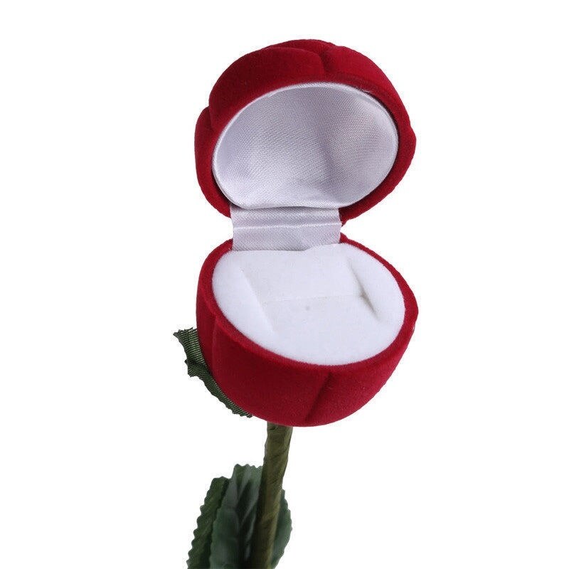 Caja de joyería de rosa roja 3D portátil, caja de de anillo de boda, soporte de exhibición para pendientes, Cajas de para anillos, 1 Uds.