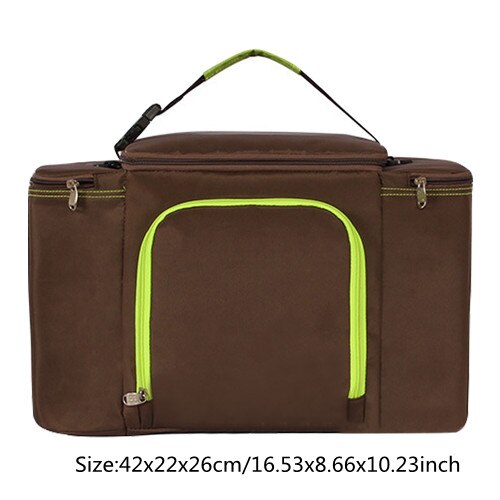 Big Capacity Cooler Bag Black Cold Thermal Picnic Lunch Tote Pouch Student Portable Milk Food Insulation Organizer Accessories: Brown Cooler Bag