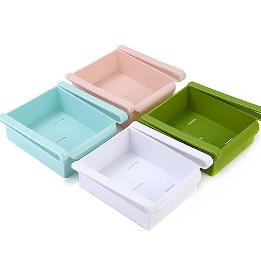 Køkken køleskab fryser skydeskuffe type pladsbesparende opbevaringsorganiseringsstativ hyldeholder opbevaringsbokse plastbokse