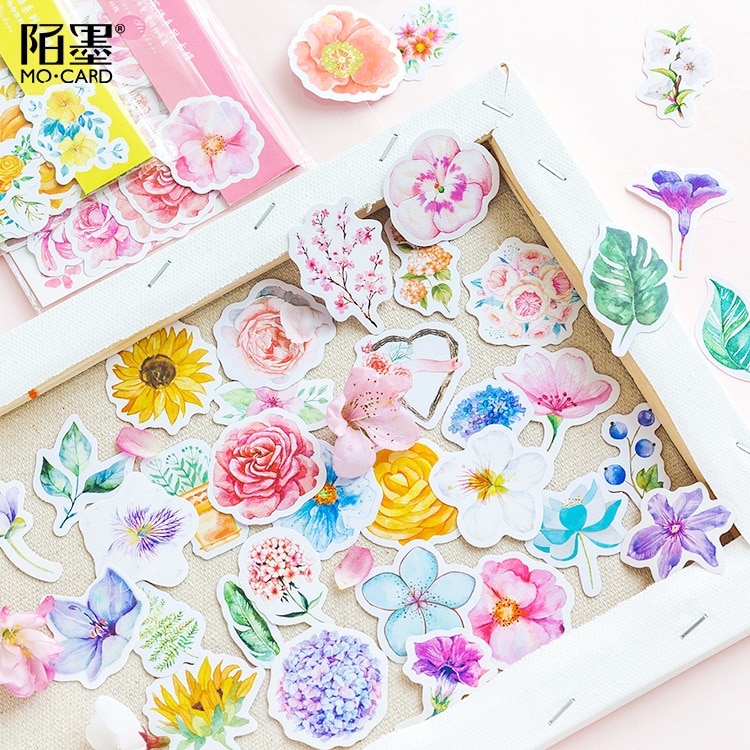 45 Stks/pak Creatieve Sakura Mark Decoratieve Kunst Papier Stickers Bloem Zee Stickers Diy Decoratie Dagboek Stickers