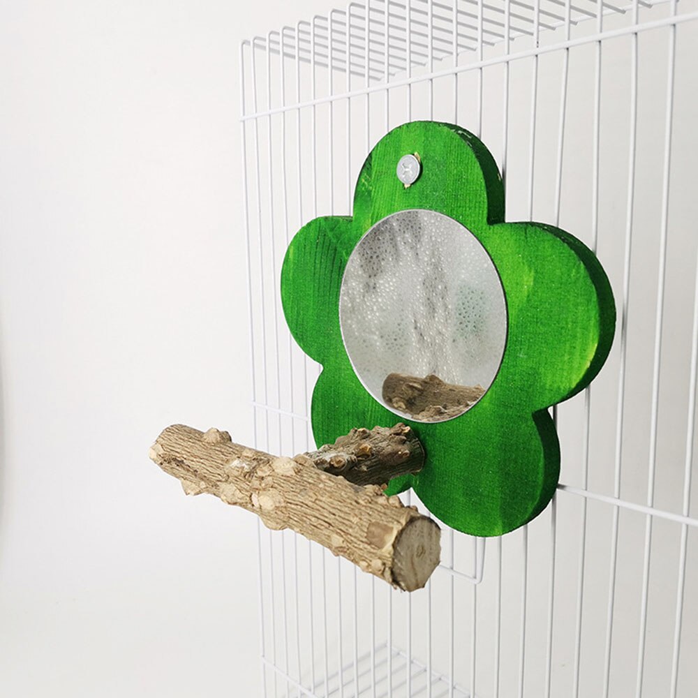 1Pcs Papegaai Speelgoed Papegaai Peper Houten Spiegel Houten Huisdier Speelgoed Papegaai Speciale Spiegel Klimmen Speelgoed Huisdier Vogel Speelgoed: green