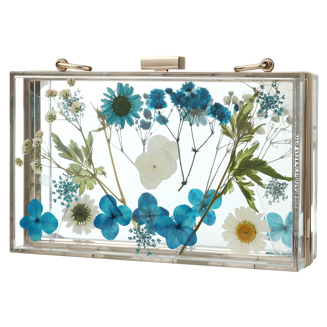 Ins Populaire Acryl Box Clutch Bag Met Ketting Bloemen Crossbody Tas Vrouwen Party Avondtasje Transparante Box Zak Met bloem