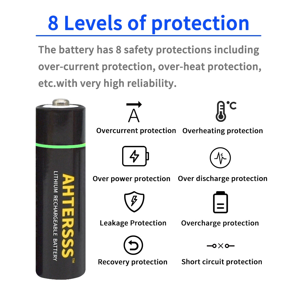 1.5v AA rechargeable battery USB aa lithium battery 2A 3000mwh smart usb charging