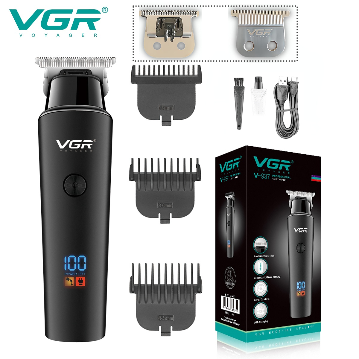 VGR Hair Cutting Machine Electric Hair Clipper Hair Trimmer Haircut Machine Cordless Barber Trimmer for Men V-937