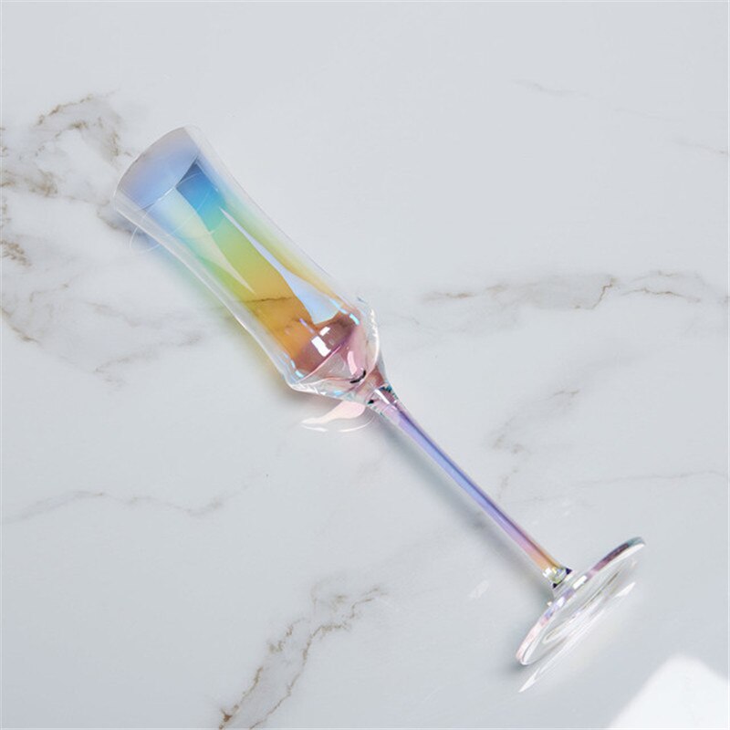 Copas de vino de colores arcoíris, copas chapadas en iones, de , una variedad de estilos, Copas de champán de cristal de colores: B150ml