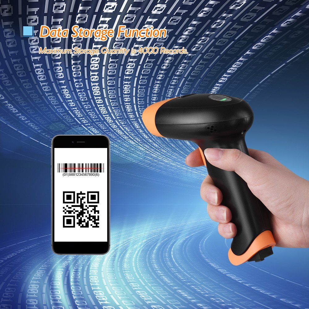Aibecy Handheld Barcode Scanner Bedrade/Draadloze Dubbele Verbindingsmodus Voor Scannen 1D 2D Qr Bar Code Kantoor Elektronische Benodigdheden