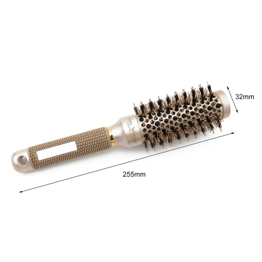 Cepillo redondo pelo cerámica de aluminio, cerdas y nailon, 32/45/53mm, peine para peluquería, peine para Estilismo de peluquero: 32mm