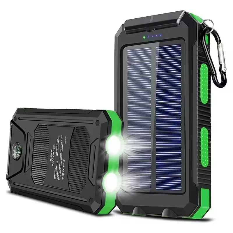 Banco de energia solar carregador portátil de grande capacidade bateria externa para iphone xiaomi ios android tipo-c carregamento rápido: Preto / 20000mah
