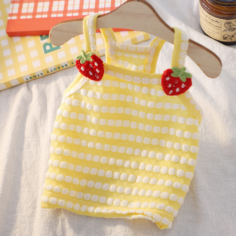 Striped Dog Clothes Summer Dog Suspender Vest Cute Puppy Singlet Flower Print Cat Shirt Pet Vest Bichon Frise Costumes