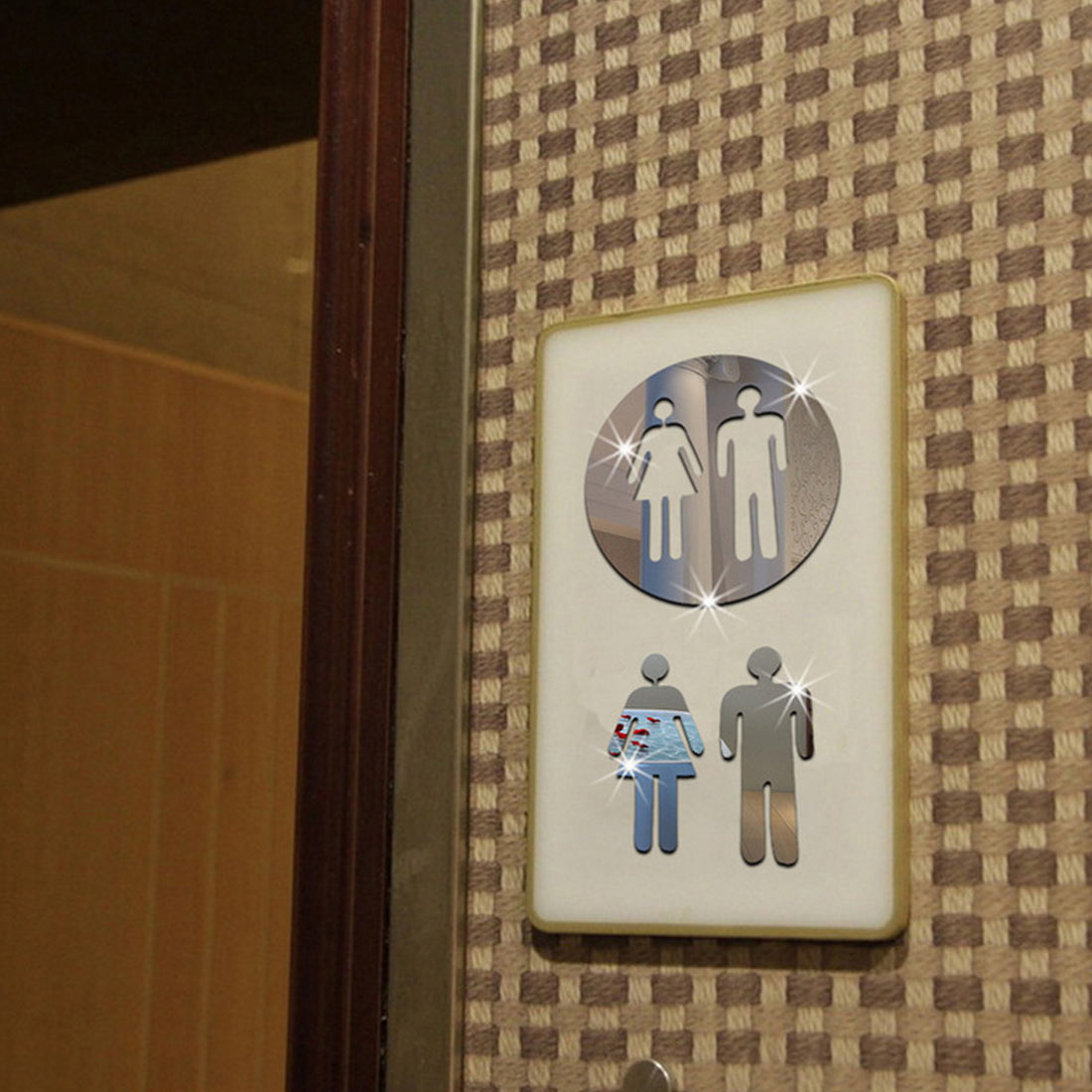 3D Acryl Badkamer Spiegel Stickers Vrouw & Man Wc Teken Spiegel Muursticker Home Hotel Washroom Deur Teken Spiegel Sticker