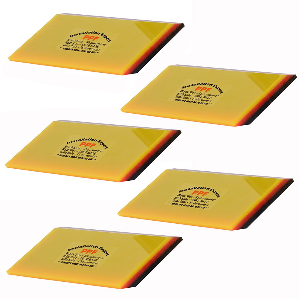 Foshio 2/5Pcs Zachte Ppf Wrapping Squeegee Carbon Vinyl Wrap Auto Film Plakken Tool 2in1 Schraper Venster verven Auto Cleaning: 5pcs 4inch