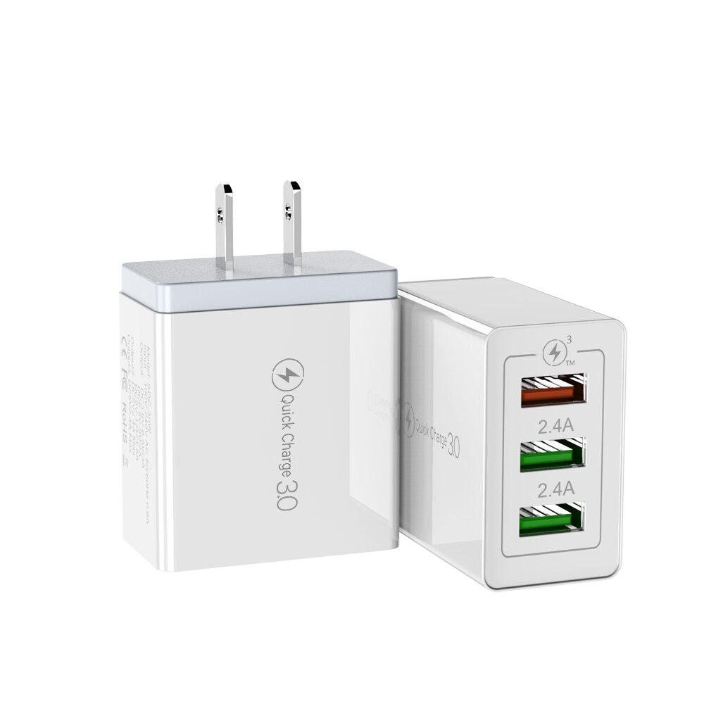 Chargeur USB universel 30W rapide 3.0, pour iPhone 11 Pro Max Xs X XR 6s 7 8 Plus Samsung S10 Huawei Xiaomi: US White