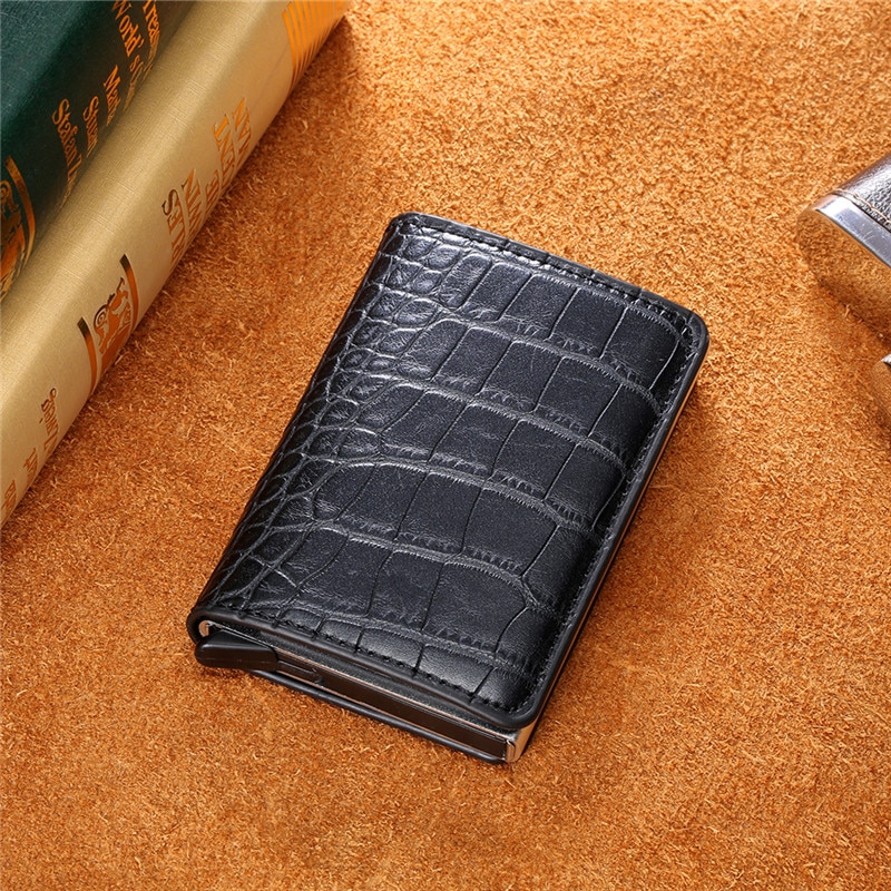 BISI GORO Credit Card Holder Carbon Fiber Card Holder Aluminum Slim Short Card Holder RFID Blocking Card Wallet