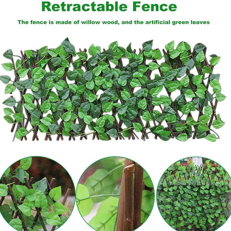 Retractable Garden Fence Artificial Privacy Fence Wood Vines Climbing Frame Plant Courtyard Home Decoration Greenery Walls