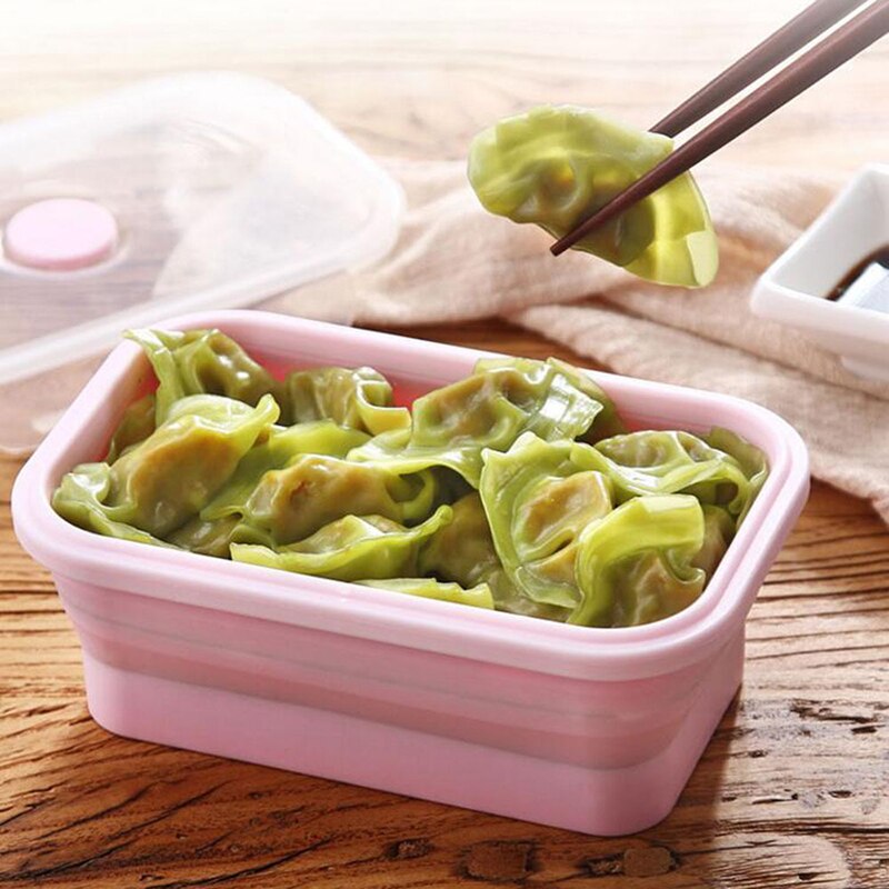 4 Stks/set Siliconen Rechthoek Lunchbox Inklapbare Bento Box Vouwen Voedsel Container Kom 300/500/800/1200ml Voor Servies