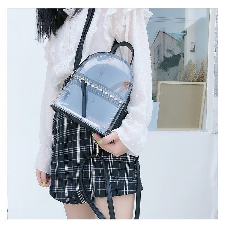 Brand Clear Small Backpack Transparent See Through Mini Daypack Female PVC Summer Bag