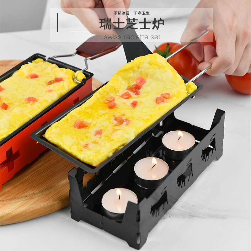 Draagbare Non-stick Metalen Kaas Raclette Oven Grill Plaat Rotaster Bakplaat Kachel Set Thuis Keuken Boter Kaas Bakken tool