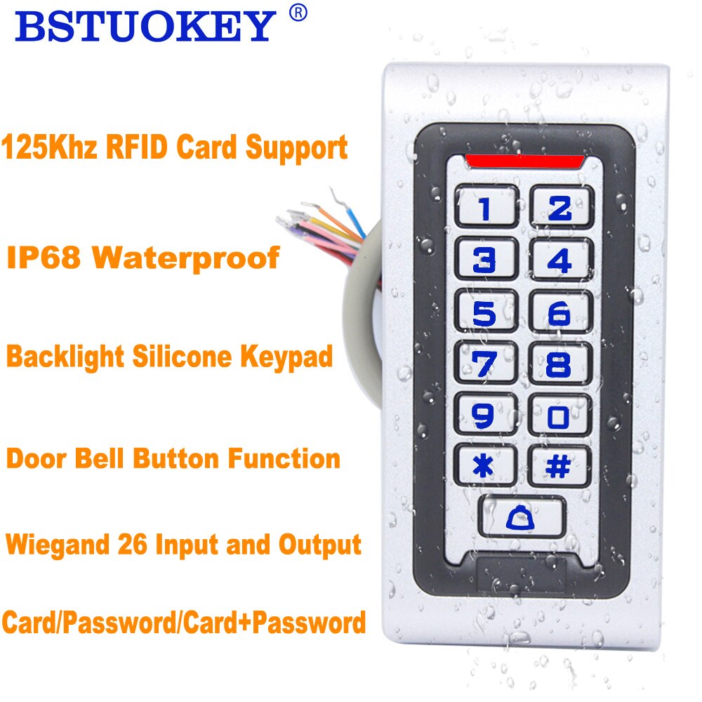 Rfid 125Khz Em Toetsenbord Deur Access Control System IP68 Waterdichte Metal Case Silicon Key Beveiliging Toegangsdeur Reader