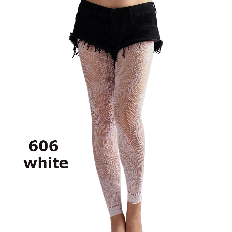 Collant senza piedi a rete a vita alta con fantasia stile retrò colorato da donna Calze leggings per ragazze per 40–75 kg, 150–170 cm: Black
