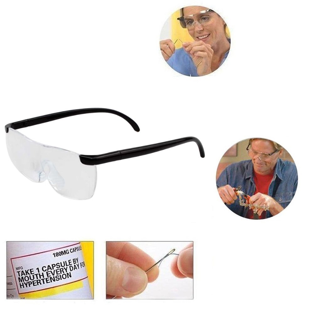 Gafas de lectura con aumento, 1.6X grandes de lentes de visión, ligeras, sin llama, lupa de visión de 250 grados para ancianos
