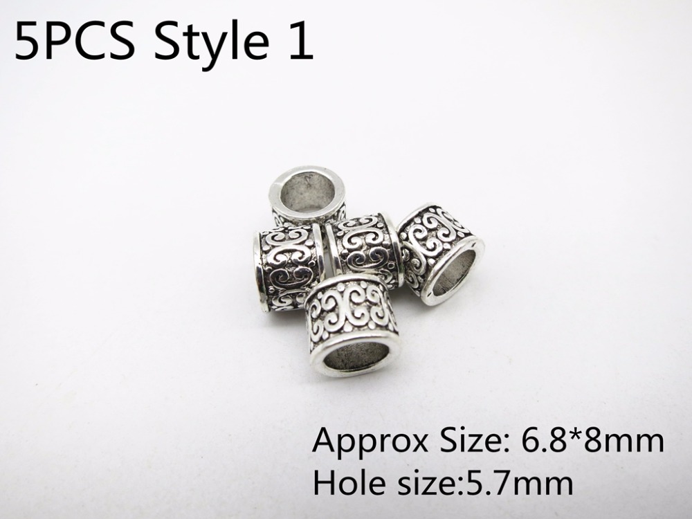 5Stck Antike silber Haar flechten Dreadlock Perlen ringe rohr Wikinger Rune Bart perlen DIY Haar Styling Zubehör