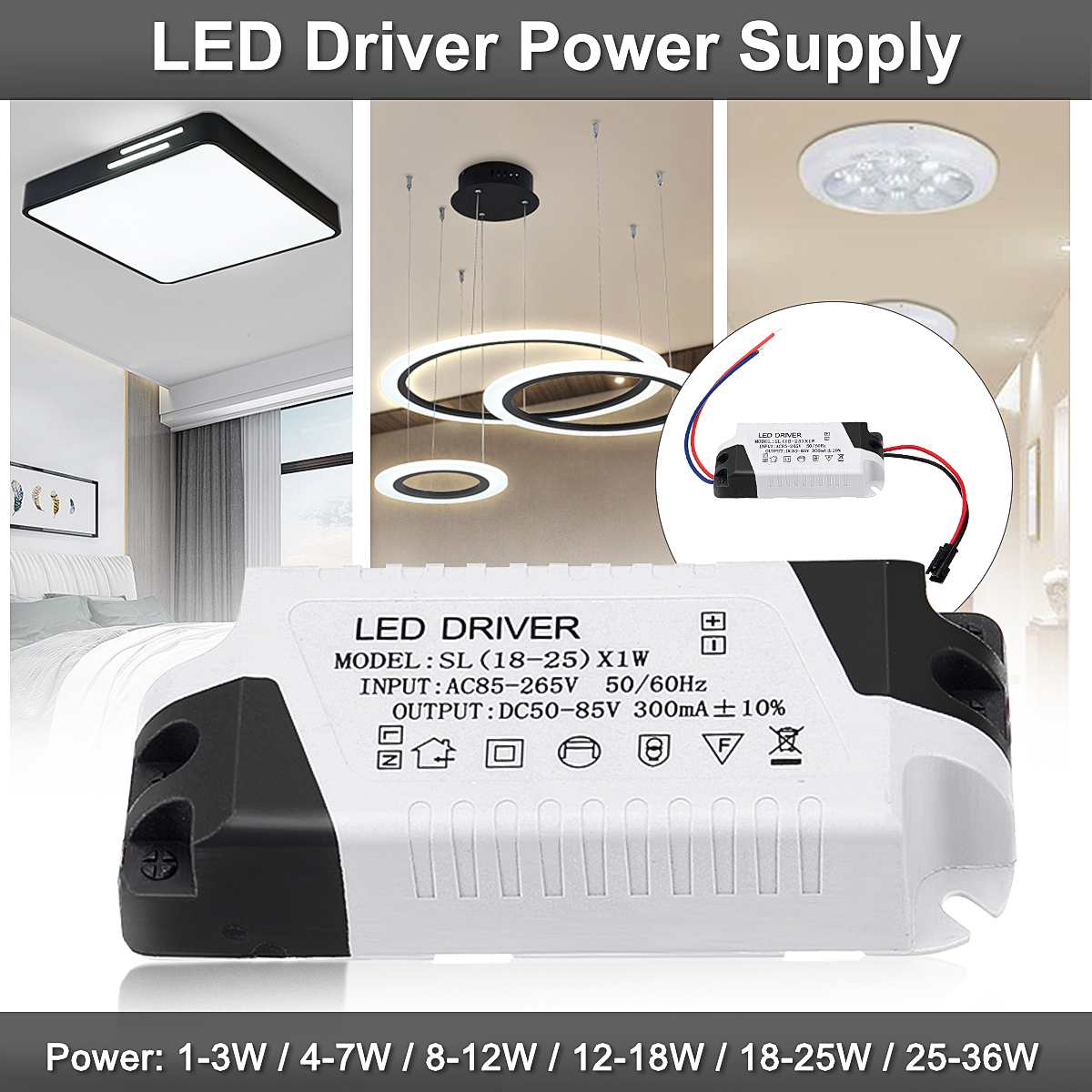 Led Constant Driver 1-3W 4-7W 8-12W 12-18W 18-25W 25-36W Voeding Licht Voor Led Downlight Verlichting AC85-265V