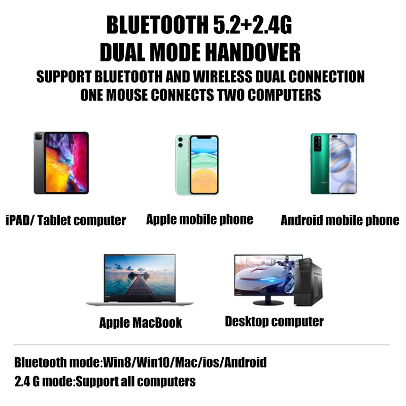 Mouse sem fio recarregável rgb bluetooth mouse para computador portátil sem fio mause silencioso led ergonômico pc macbook gaming mouse